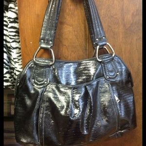 Nine West black patent (faux?) leather satchel